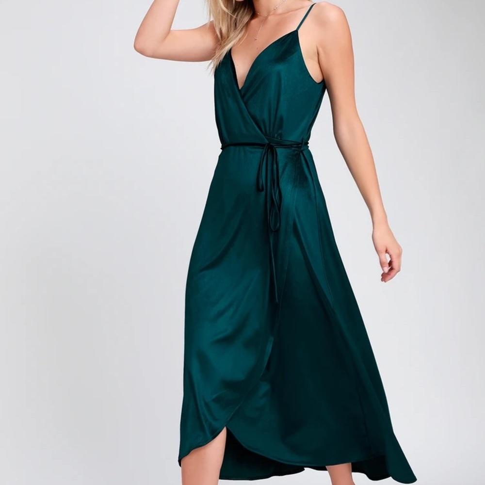 Lulus Blue Starlight Starbright Velvet Wrap Dress